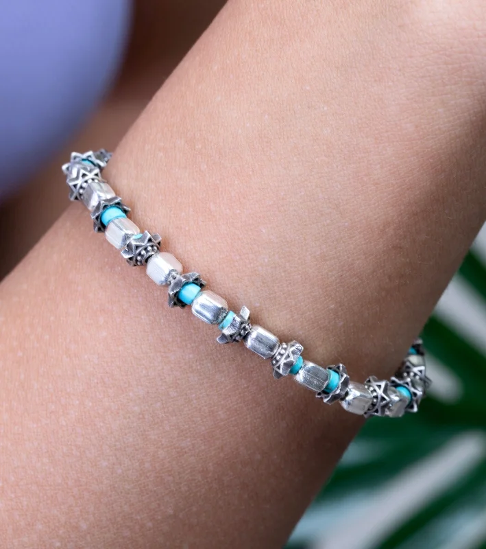 Women’s stretch bracelets-Square and Turquoise Bracelet