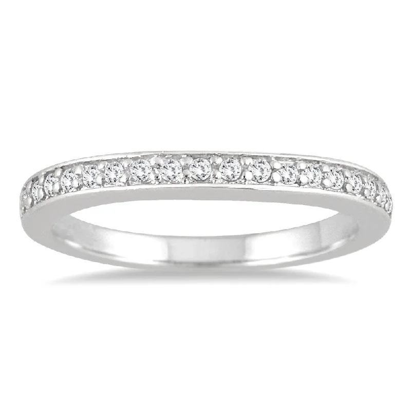 Women’s handcrafted engagement rings-1/4 Carat TW Diamond Wedding Band in 14K White Gold