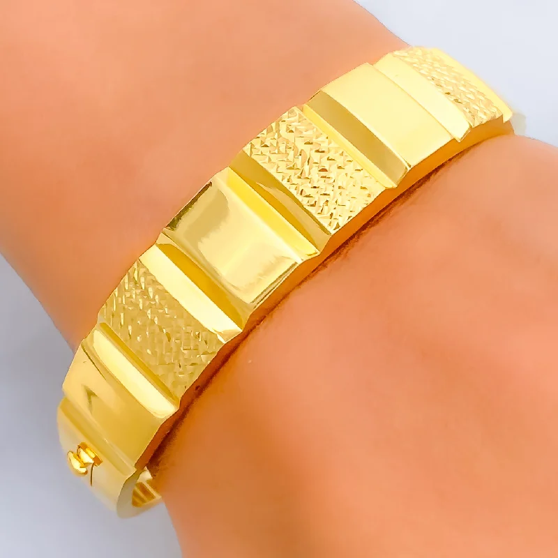 Women’s matching bracelets-Bold Ethereal 21k Gold Bangle Bracelet