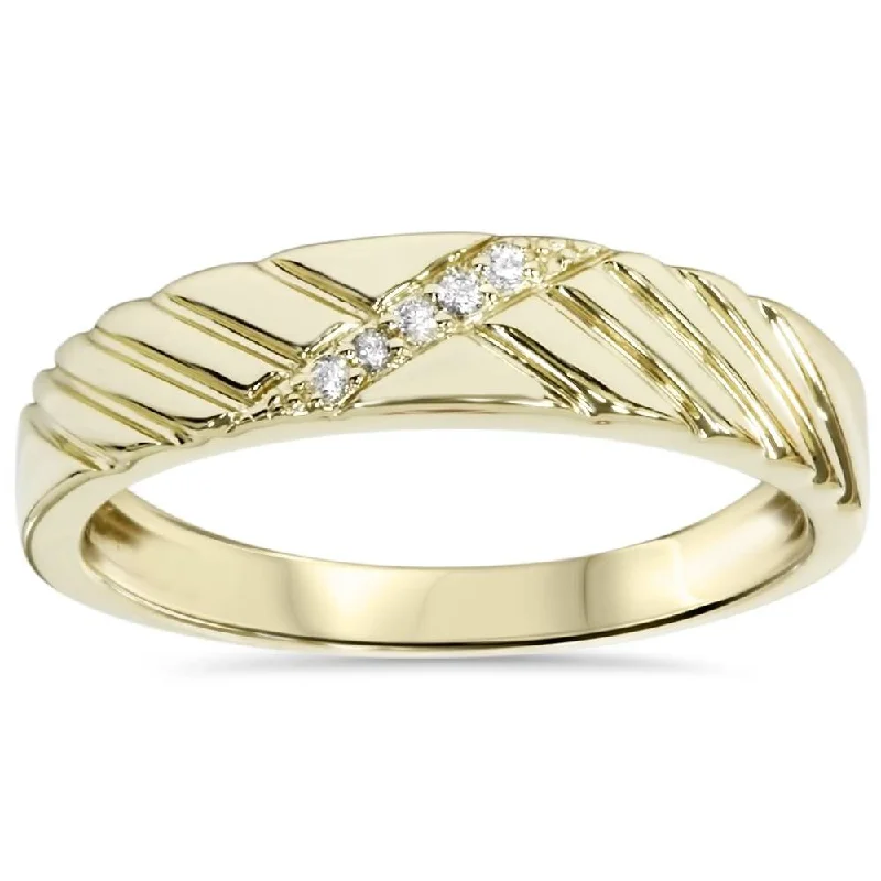 Women’s unique engagement rings-Mens Diamond Wedding Ring Yellow Gold